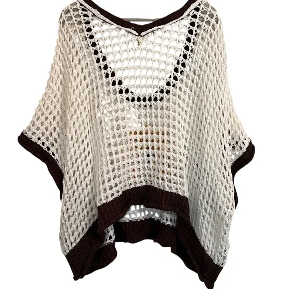 POL Crochet Flower Knit sweater Top medium boxy oversized - Picture 5 of 12